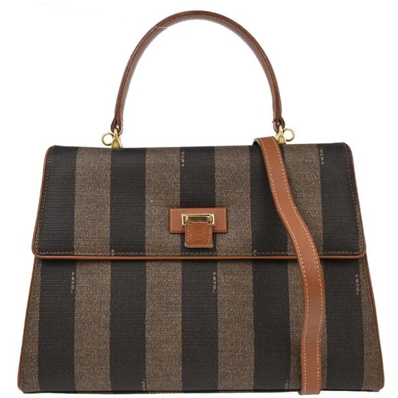 Fendi Black PVC Pequin 2way Handbag - Picture 2 of 12